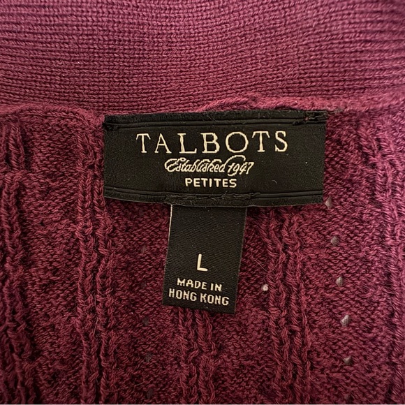 Talbots Cabled Cotton Cardigan - Picture 3 of 7